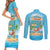 Aloha Hawaii Couples Matching Short Sleeve Bodycon Dress and Long Sleeve Button Shirt Funny Macaw Parrot Tropical Vibe