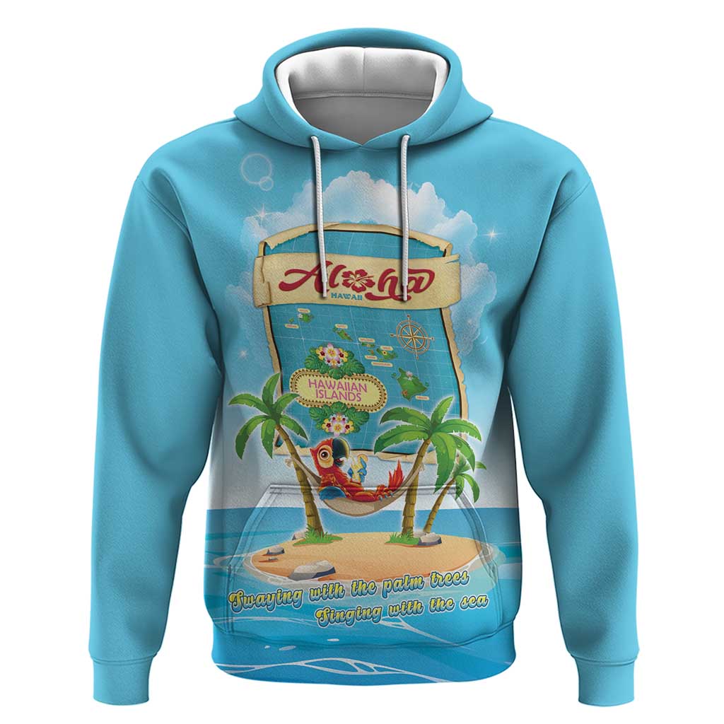 Aloha Hawaii Hoodie Funny Macaw Parrot Tropical Vibe LT05 Pullover Hoodie Blue - Polynesian Pride