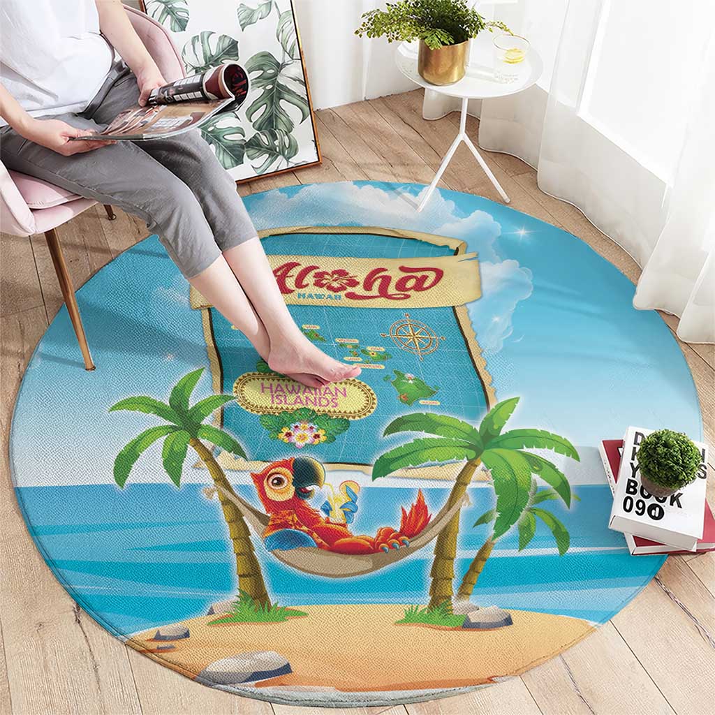 Aloha Hawaii Round Carpet Funny Macaw Parrot Tropical Vibe LT05 - Polynesian Pride