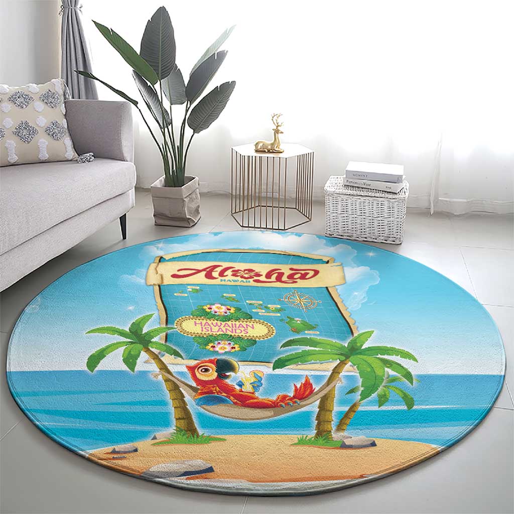 Aloha Hawaii Round Carpet Funny Macaw Parrot Tropical Vibe LT05 - Polynesian Pride