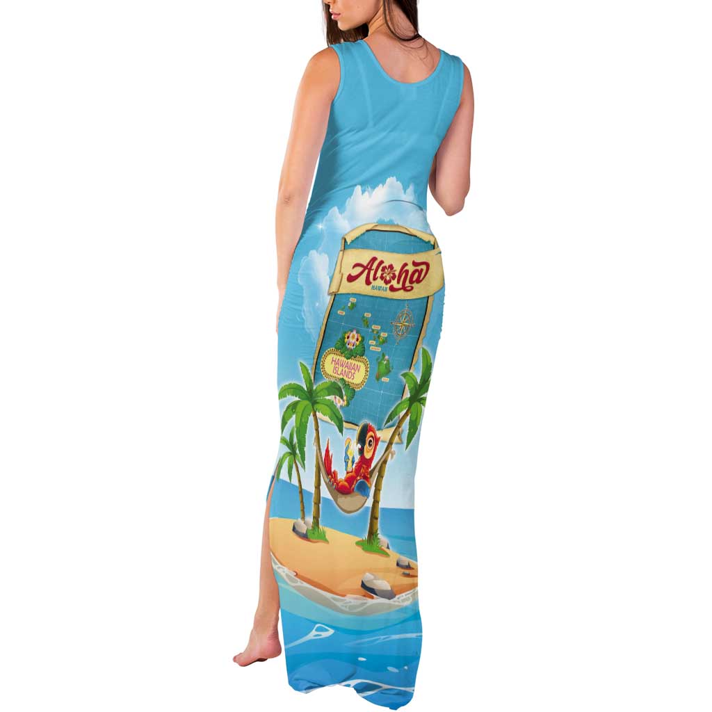 Aloha Hawaii Tank Maxi Dress Funny Macaw Parrot Tropical Vibe LT05 - Polynesian Pride