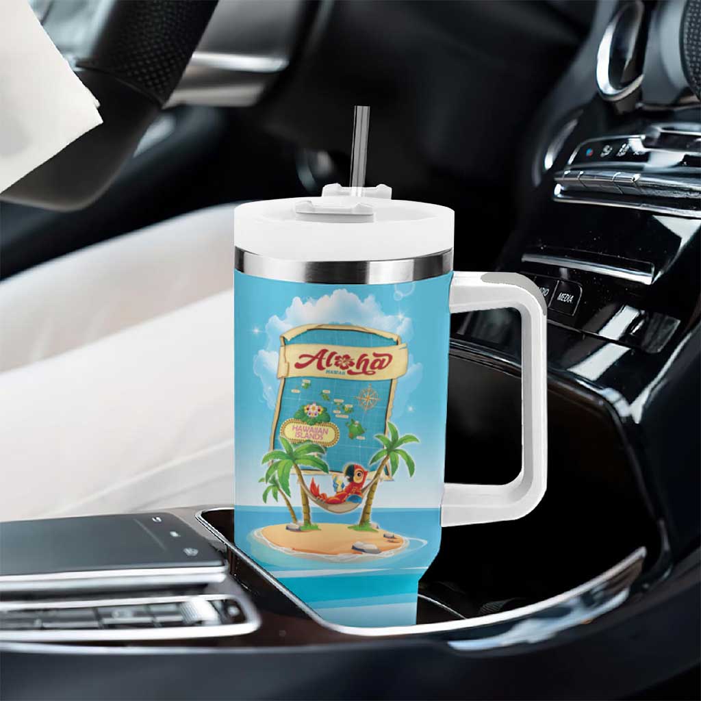 Aloha Hawaii Tumbler With Handle Funny Macaw Parrot Tropical Vibe LT05 - Polynesian Pride