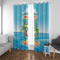 Aloha Hawaii Window Curtain Funny Macaw Parrot Tropical Vibe LT05 With Grommets Blue - Polynesian Pride