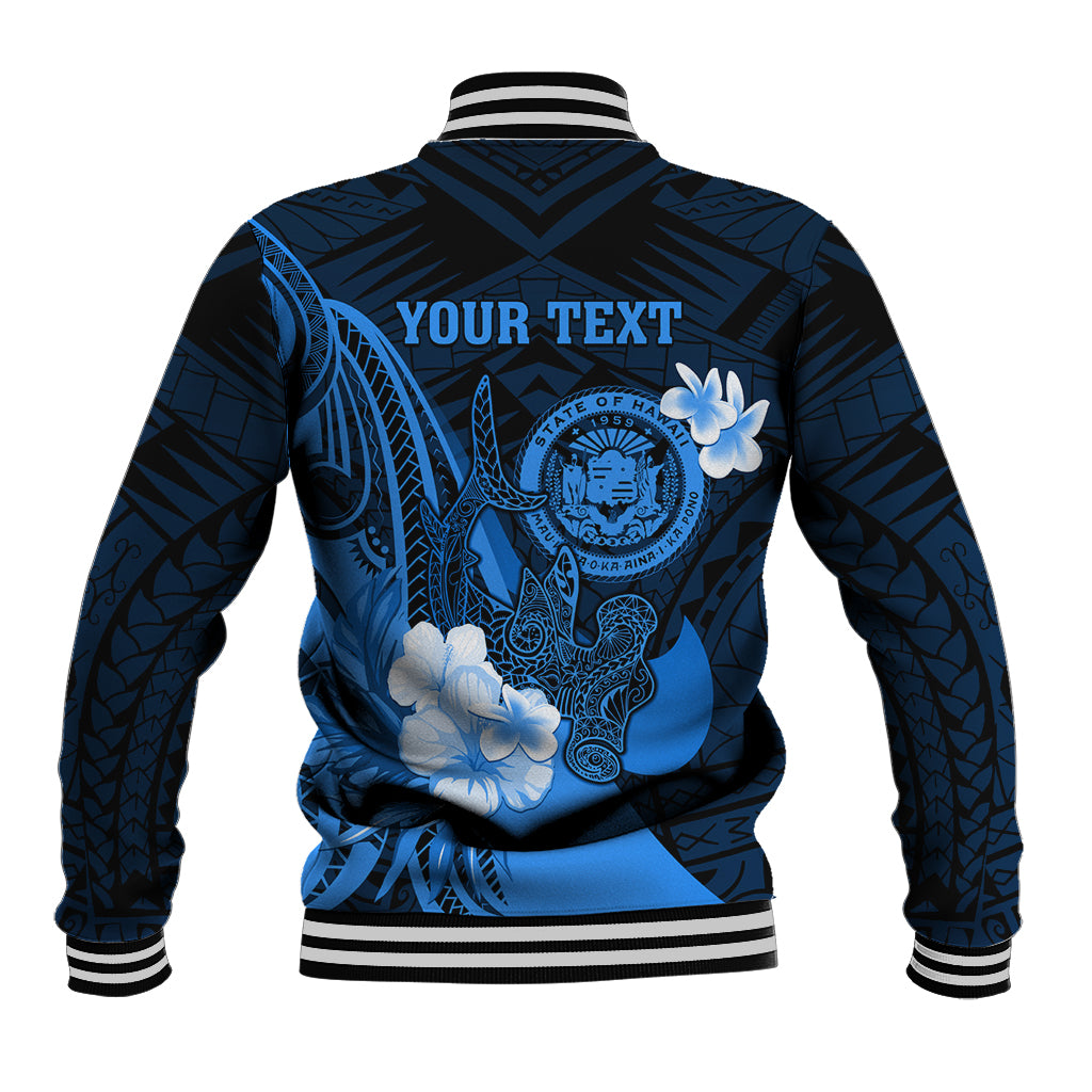 Personalised Hawaii State Motto Baseball Jacket Hawaiian Tribal Blue Hammerhead Shark LT05 - Polynesian Pride