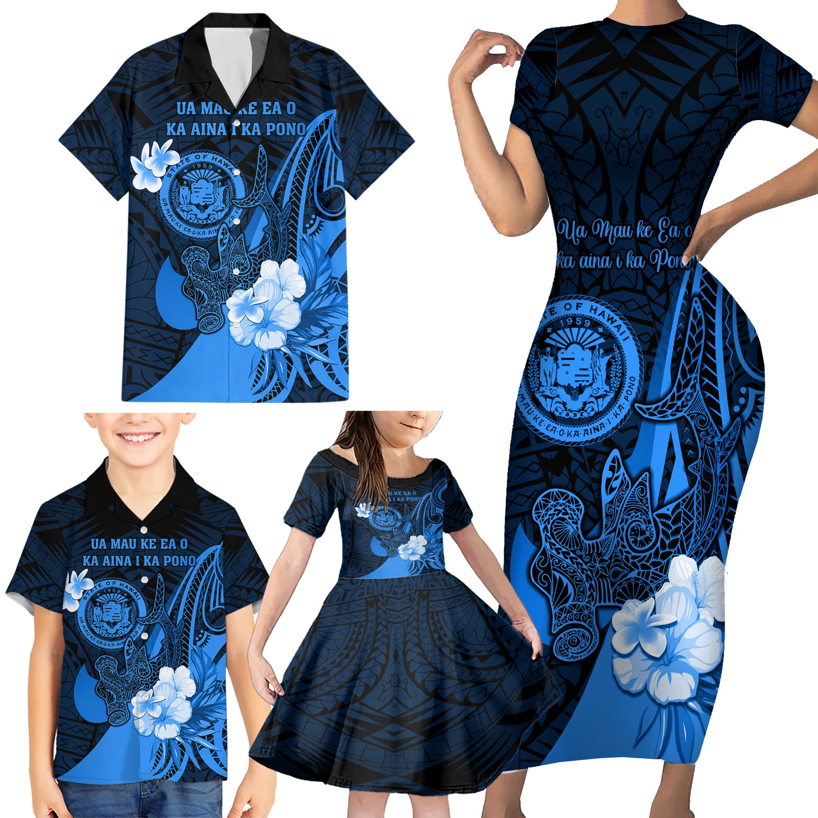 Personalised Hawaii State Motto Family Matching Short Sleeve Bodycon D Polynesian Pride