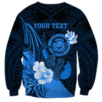 Personalised Hawaii State Motto Sweatshirt Hawaiian Tribal Blue Hammerhead Shark LT05 - Polynesian Pride