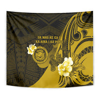 Hawaii State Motto Tapestry Hawaiian Tribal Gold Hammerhead Shark LT05 - Polynesian Pride