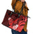 Hawaii State Motto Leather Tote Bag Hawaiian Tribal Red Hammerhead Shark LT05 - Polynesian Pride