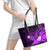 Hawaii State Motto Leather Tote Bag Hawaiian Tribal Purple Hammerhead Shark LT05 - Polynesian Pride