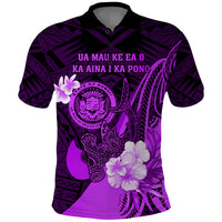 Personalised Hawaii State Motto Polo Shirt Hawaiian Tribal Purple Hammerhead Shark LT05 Purple - Polynesian Pride