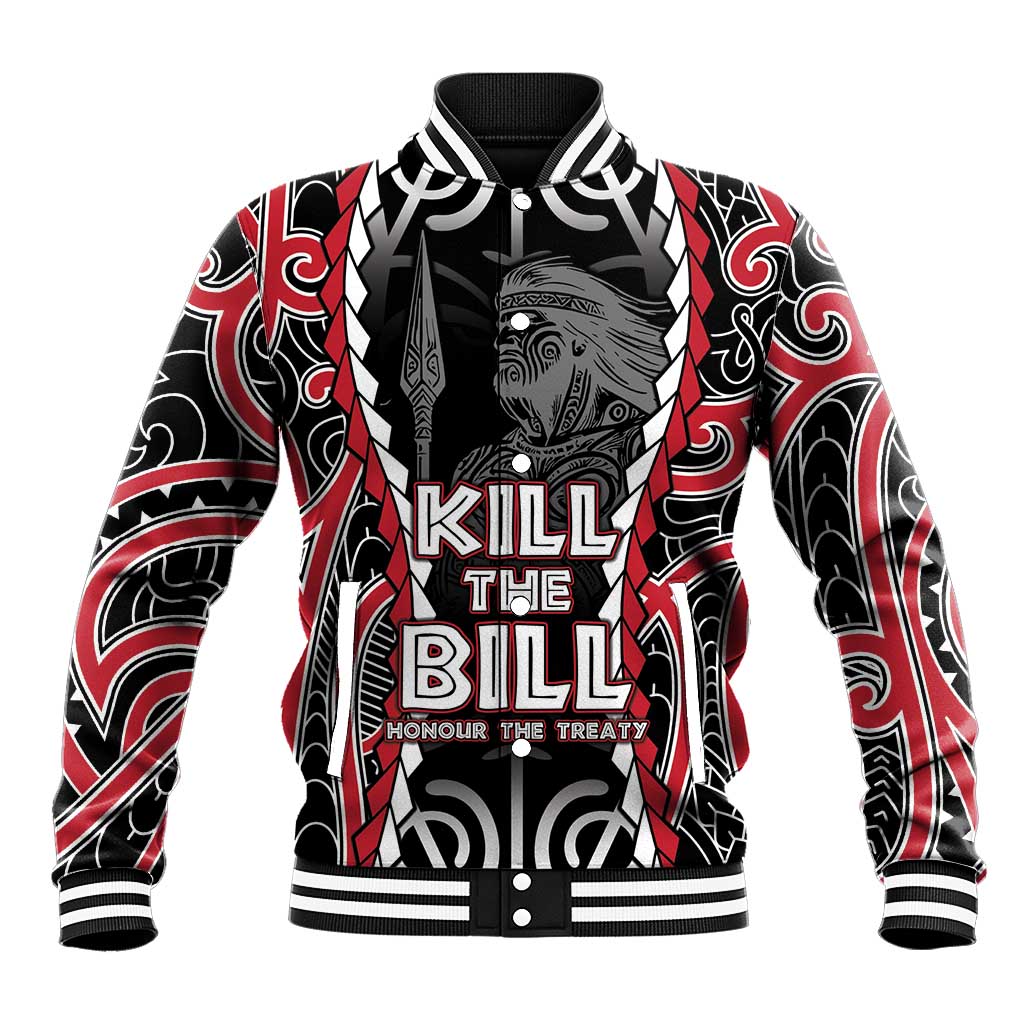 Aotearoa Waitangi Day Baseball Jacket Maori Warrior Tribal Tattoo LT05 Unisex Black - Polynesian Pride