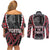 Aotearoa Waitangi Day Couples Matching Off Shoulder Short Dress and Long Sleeve Button Shirt Maori Warrior Tribal Tattoo