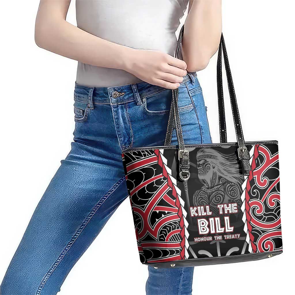 Aotearoa Waitangi Day Leather Tote Bag Maori Warrior Tribal Tattoo LT05 - Polynesian Pride