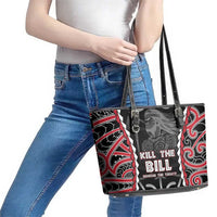 Aotearoa Waitangi Day Leather Tote Bag Maori Warrior Tribal Tattoo LT05 - Polynesian Pride