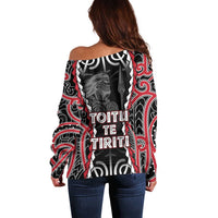 Aotearoa Waitangi Day Off Shoulder Sweater Maori Warrior Tribal Tattoo LT05 - Polynesian Pride