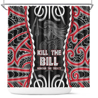 Aotearoa Waitangi Day Shower Curtain Maori Warrior Tribal Tattoo LT05 Black - Polynesian Pride