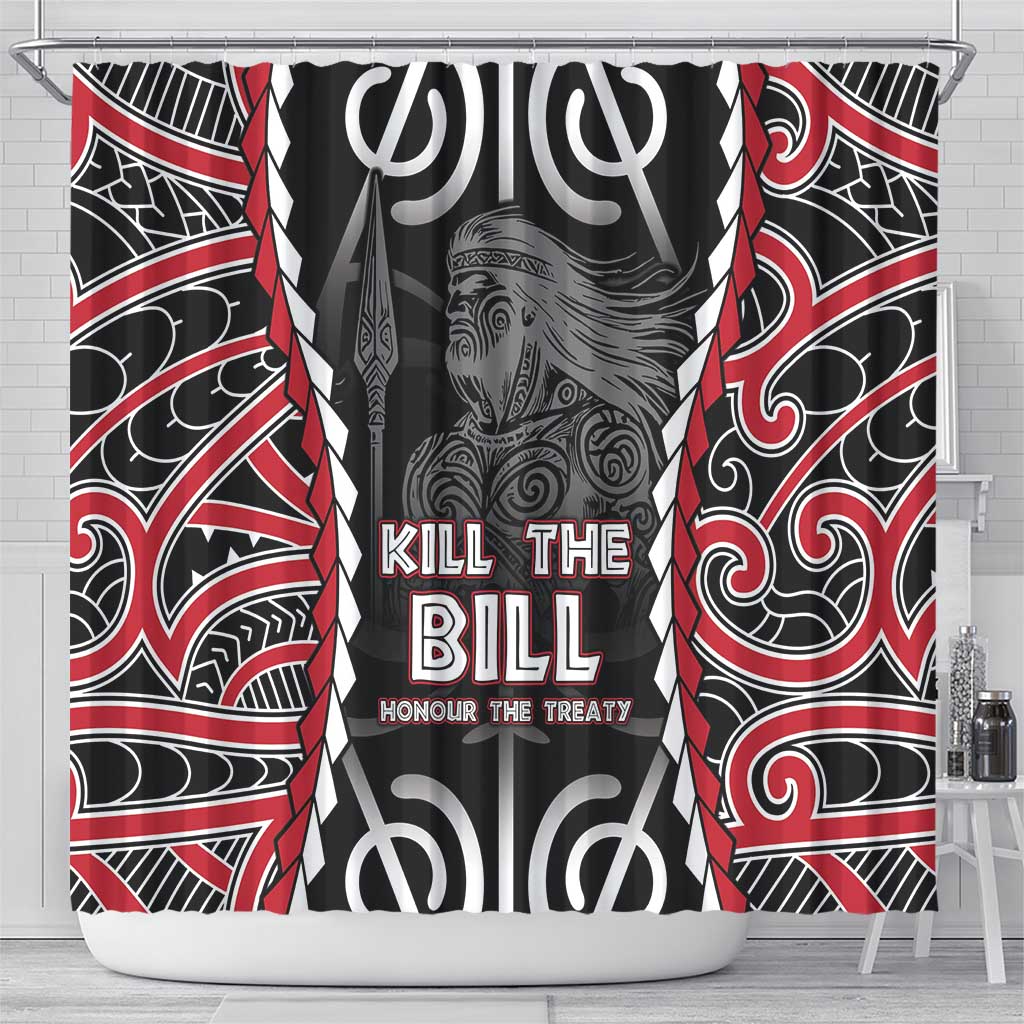 Aotearoa Waitangi Day Shower Curtain Maori Warrior Tribal Tattoo LT05 - Polynesian Pride