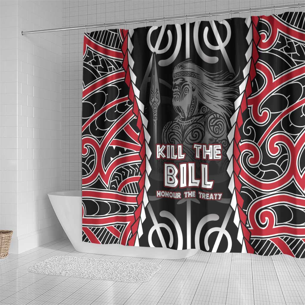 Aotearoa Waitangi Day Shower Curtain Maori Warrior Tribal Tattoo LT05 - Polynesian Pride