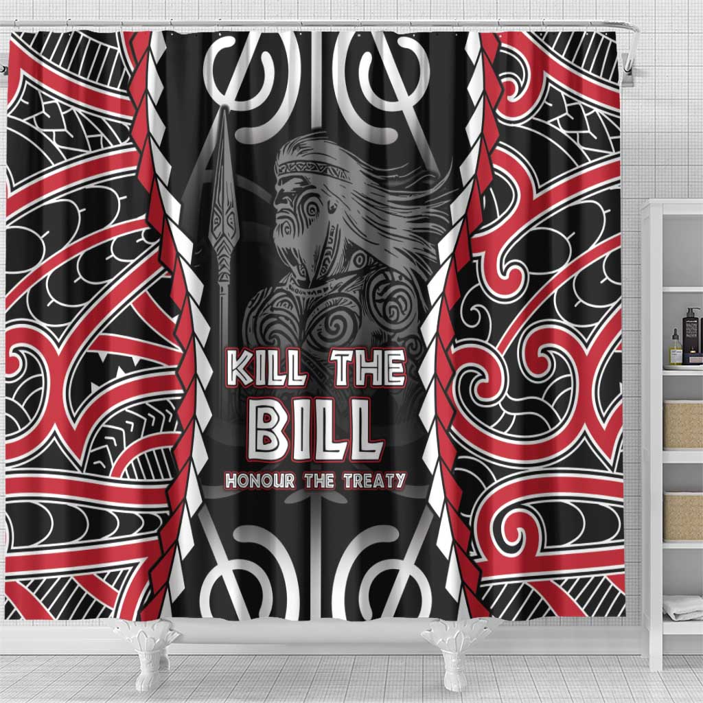 Aotearoa Waitangi Day Shower Curtain Maori Warrior Tribal Tattoo LT05 - Polynesian Pride