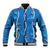 Hawaii Maile Lei Baseball Jacket With Blue Monstera Pattern