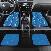 Hawaii Maile Lei Car Mats With Blue Monstera Pattern LT05 Set 4pcs Blue - Polynesian Pride