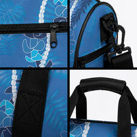Hawaii Maile Lei Duffle Bag With Blue Monstera Pattern LT05 - Polynesian Pride