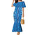 Hawaii Maile Lei Family Matching Mermaid Dress and Hawaiian Shirt With Blue Monstera Pattern