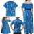 Hawaii Maile Lei Family Matching Off Shoulder Maxi Dress and Hawaiian Shirt With Blue Monstera Pattern