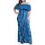 Hawaii Maile Lei Family Matching Off Shoulder Maxi Dress and Hawaiian Shirt With Blue Monstera Pattern