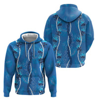 Hawaii Maile Lei Hoodie With Blue Monstera Pattern LT05 - Polynesian Pride