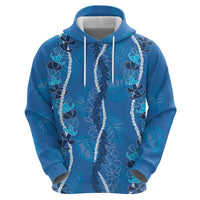 Hawaii Maile Lei Hoodie With Blue Monstera Pattern LT05 - Polynesian Pride