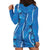 Hawaii Maile Lei Hoodie Dress With Blue Monstera Pattern