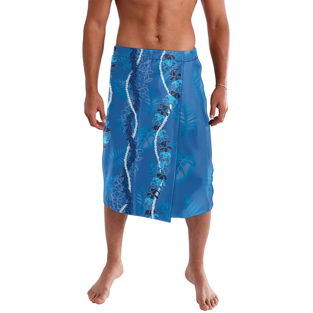 Hawaii Maile Lei Lavalava With Blue Monstera Pattern