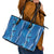 Hawaii Maile Lei Leather Tote Bag With Blue Monstera Pattern