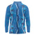 Hawaii Maile Lei Long Sleeve Polo Shirt With Blue Monstera Pattern