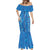 Hawaii Maile Lei Mermaid Dress With Blue Monstera Pattern