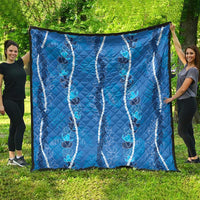 Hawaii Maile Lei Quilt With Blue Monstera Pattern LT05 - Polynesian Pride