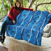 Hawaii Maile Lei Quilt With Blue Monstera Pattern LT05 - Polynesian Pride