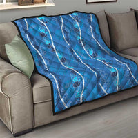 Hawaii Maile Lei Quilt With Blue Monstera Pattern LT05 - Polynesian Pride