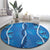 Hawaii Maile Lei Round Carpet With Blue Monstera Pattern