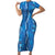 Hawaii Maile Lei Short Sleeve Bodycon Dress With Blue Monstera Pattern