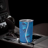 Hawaii Maile Lei Tumbler Cup With Blue Monstera Pattern LT05 - Polynesian Pride