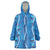 Hawaii Maile Lei Wearable Blanket Hoodie With Blue Monstera Pattern