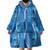 Hawaii Maile Lei Wearable Blanket Hoodie With Blue Monstera Pattern