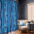 Hawaii Maile Lei Window Curtain With Blue Monstera Pattern