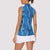 Hawaii Maile Lei Women Sleeveless Polo Shirt With Blue Monstera Pattern