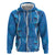 Hawaii Maile Lei Zip Hoodie With Blue Monstera Pattern