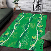 Hawaii Maile Lei Area Rug With Green Monstera Pattern LT05 Green - Polynesian Pride