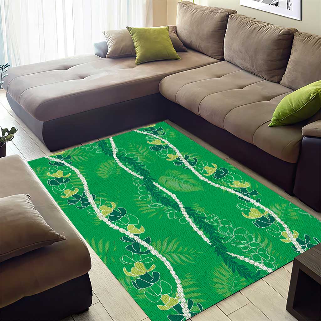 Hawaii Maile Lei Area Rug With Green Monstera Pattern LT05 - Polynesian Pride