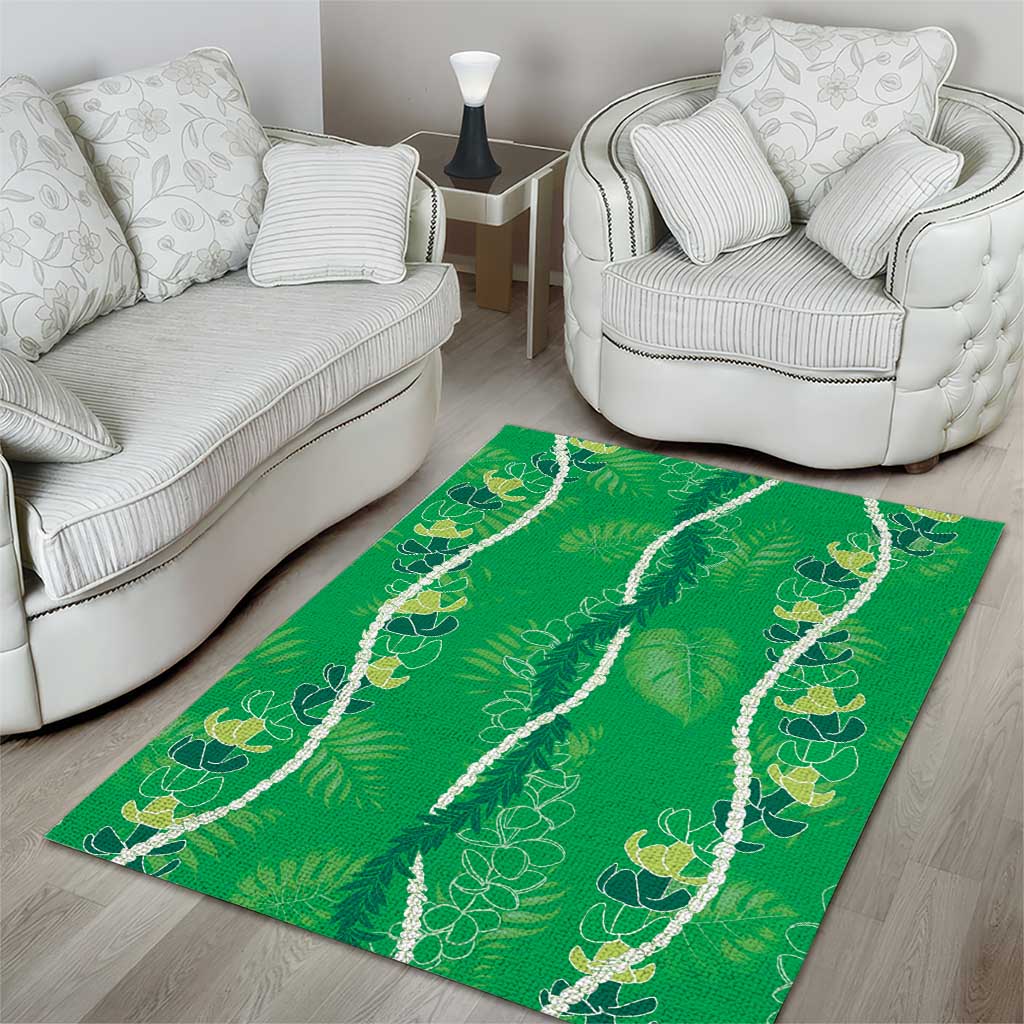 Hawaii Maile Lei Area Rug With Green Monstera Pattern LT05 - Polynesian Pride